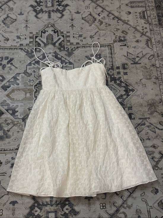 Amanda Uprichard Dresses & Skirts - Amanda Uprichard XS White Bridal Cottagecore Baby doll Mini Dress w/Tie Strap